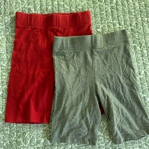 F21 Red and Gray Biker Shorts